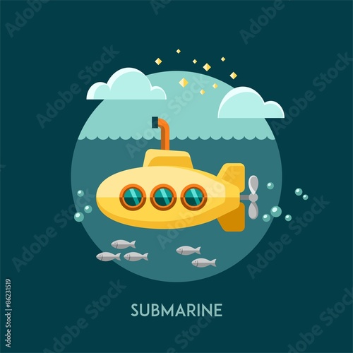 Submarine. Vector illustration.