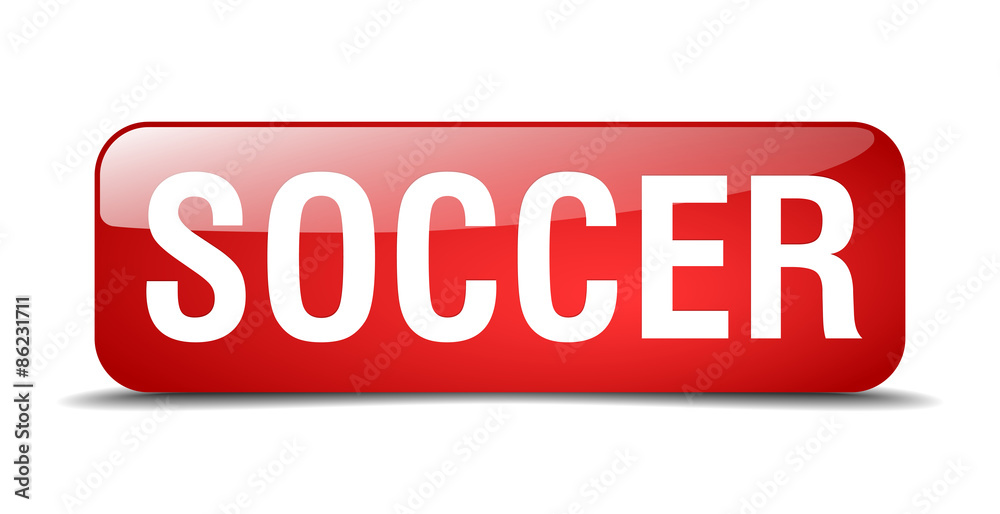 soccer red square 3d realistic isolated web button soccer red square 3d realistic isolated web button