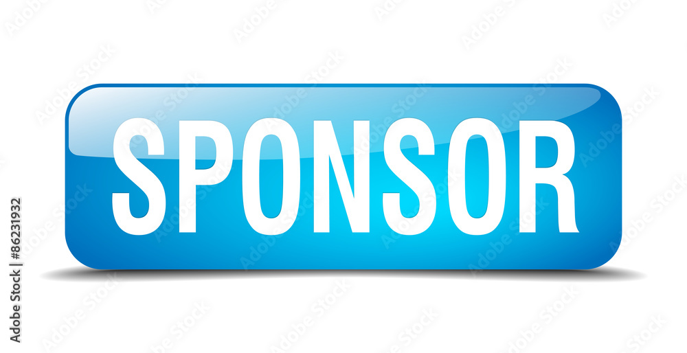sponsor blue square 3d realistic isolated web button sponsor blue square 3d realistic isolated web button