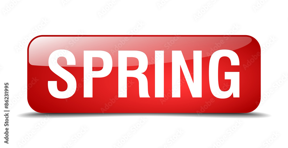 spring red square 3d realistic isolated web button spring red square 3d realistic isolated web button