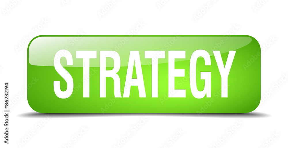strategy green square 3d realistic isolated web button