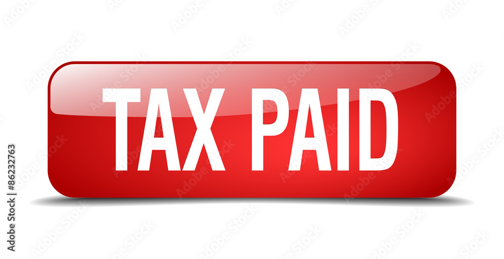 tax paid red square 3d realistic isolated web button tax paid red square 3d realistic isolated web button