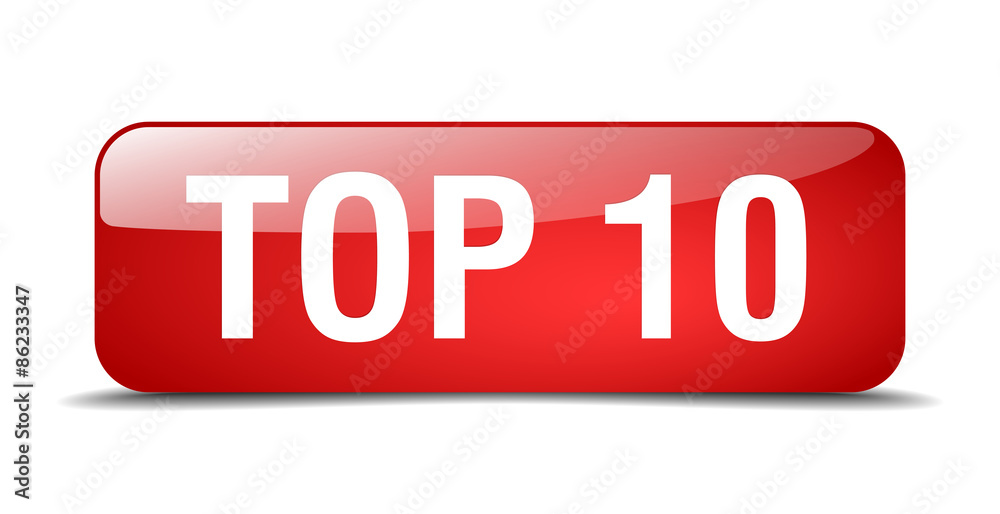 top 10 red square 3d realistic isolated web button top 10 red square 3d realistic isolated web button
