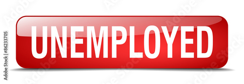 unemployed red square 3d realistic isolated web button