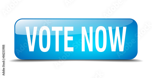 vote now blue square 3d realistic isolated web button