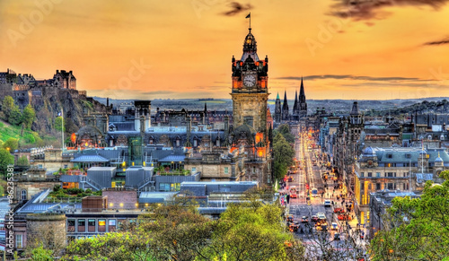 View of the city centre of Edinburgh - Scotland