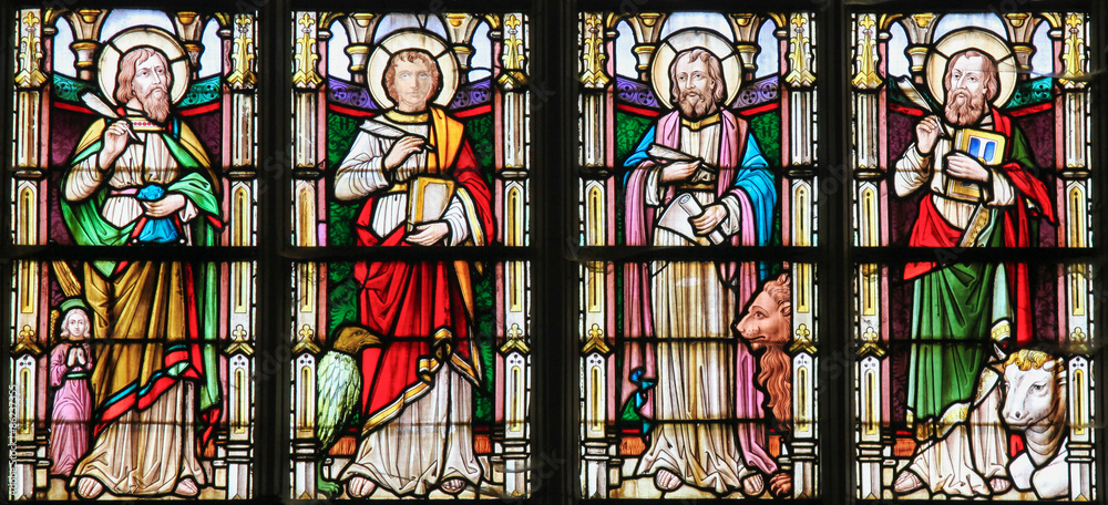 Naklejka premium Stained Glass depicting the Four Evangelists