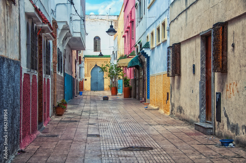 Fototapeta Naklejka Na Ścianę i Meble -  Streets of old town Rabat medina, Morocco