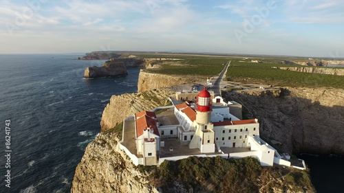 Aerial from the lighthouse Cabo Vicente in Sagres Portugal