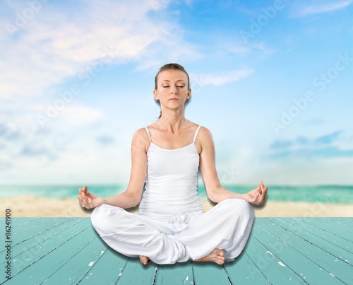Yoga, Meditating, Women.