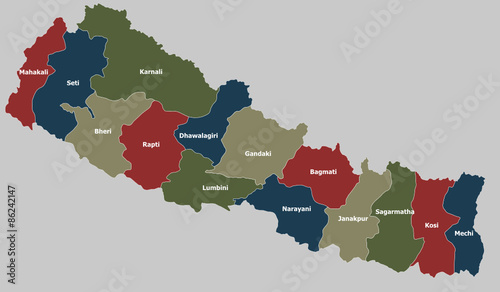 Highly detailed political Nepal map  photo