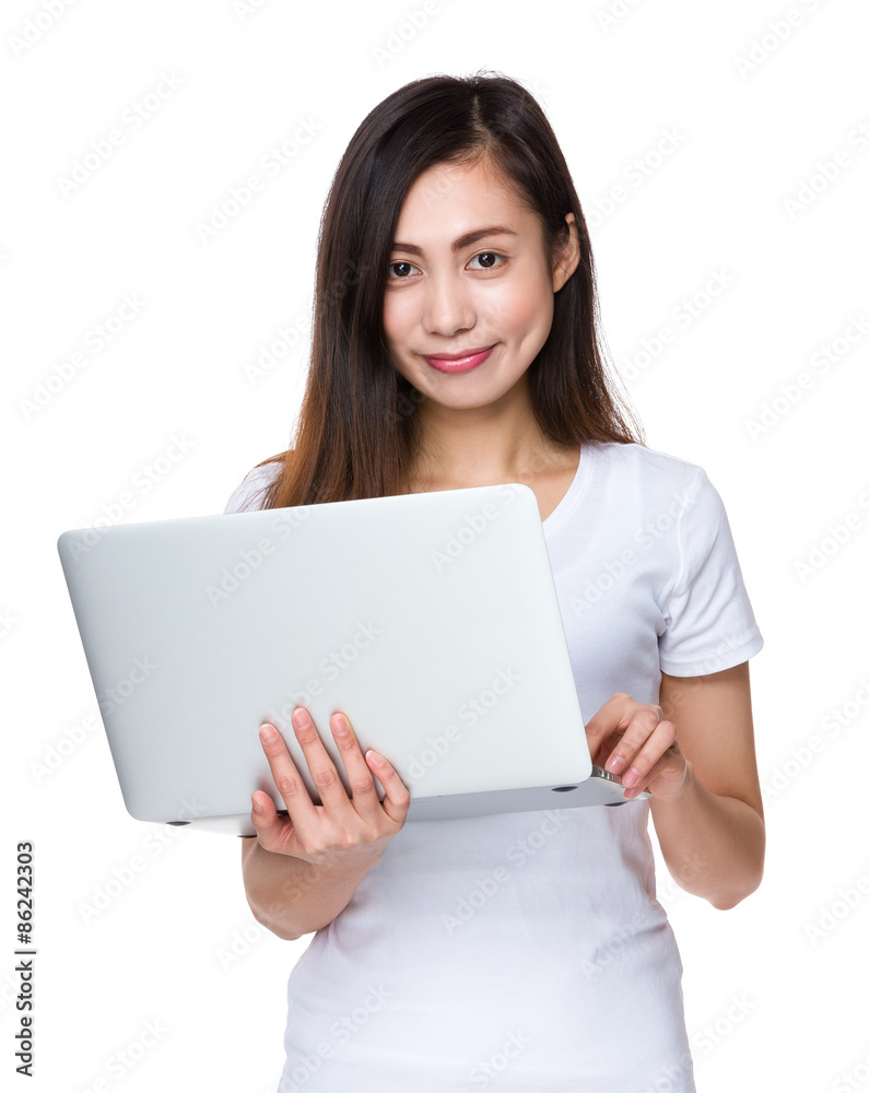 Young student use of notebook computer Young student use of notebook computer