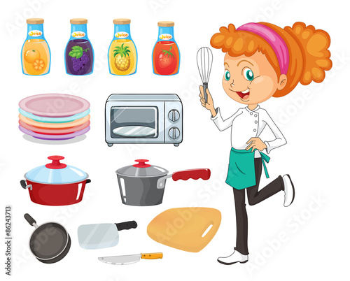 Chef and kitchenware