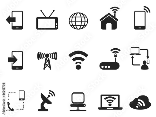 black telecom icons set