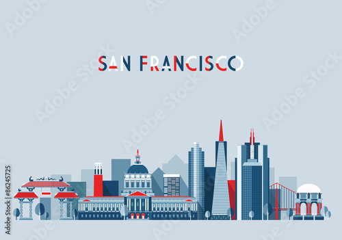 San Francisco United States city skyline flat