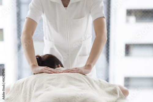 Women receiving shoulder massage