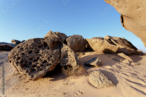 Rock formation in Namib desert in sunset, landscape photo