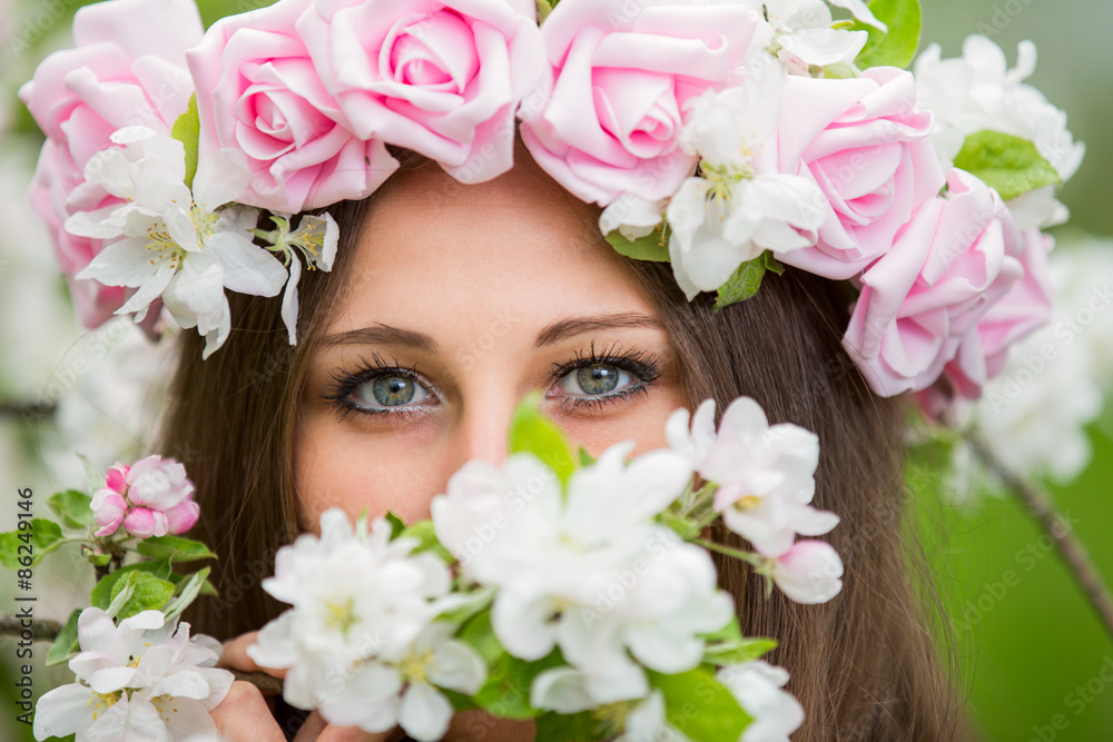 girl in a flowering garden girl in a flowering garden