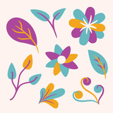 floral design element in doodle style