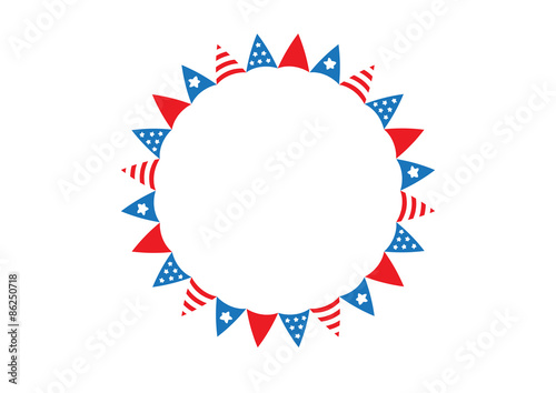 America triangle flag circle frame on white background vector