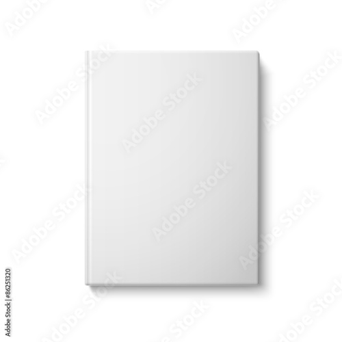 Realistic front blank hardcover book. Isolated on white