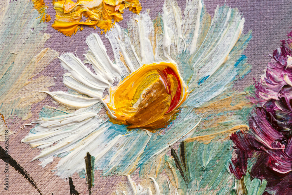 Obraz Abstrakcyjne tło. Obraz olejny - kwiaty