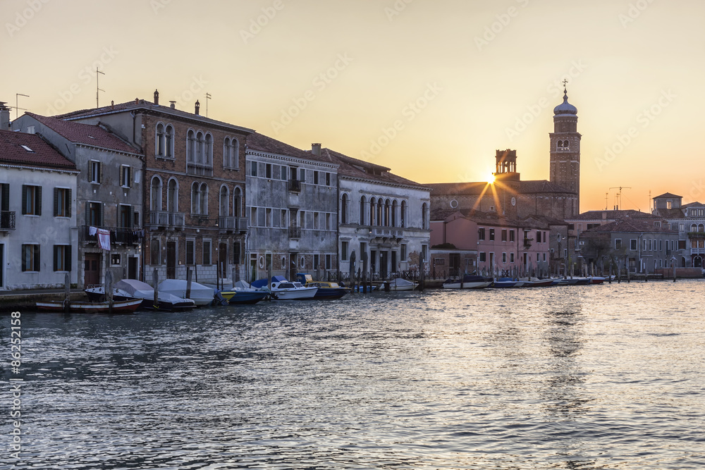 Church of San Pietro Martire in Murano at sunset