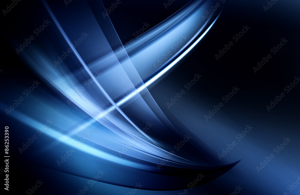 Obraz premium Modern Dark Blue Abstract Waves On Black Background