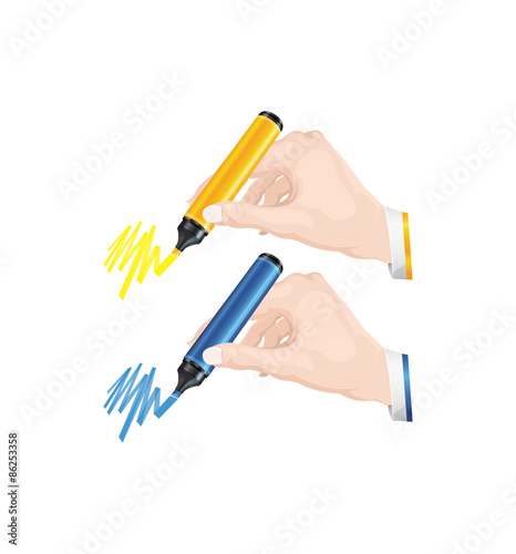 Hand holding marker - Illustration