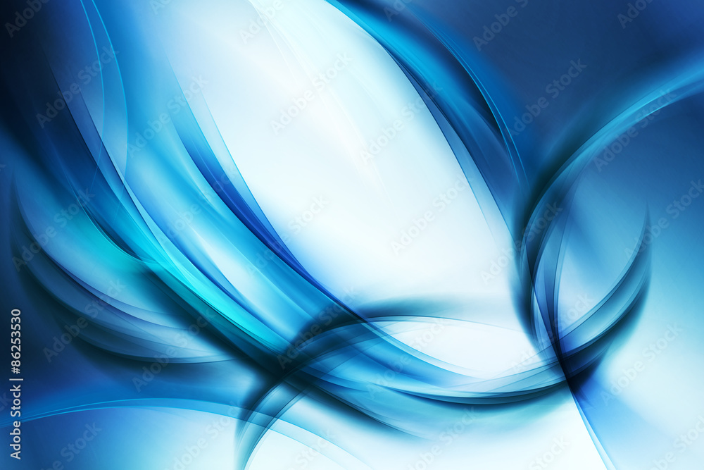 Chaos Blue Light Abstract Waves Background - obrazy, fototapety, plakaty 
