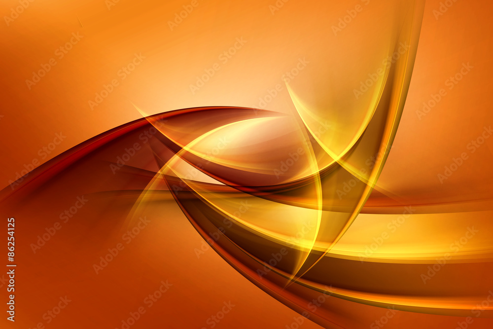 Naklejka premium Powerful Orange Gold Light Abstract Waves Background