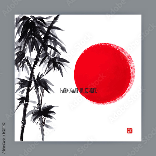 illustration with bamboo branches