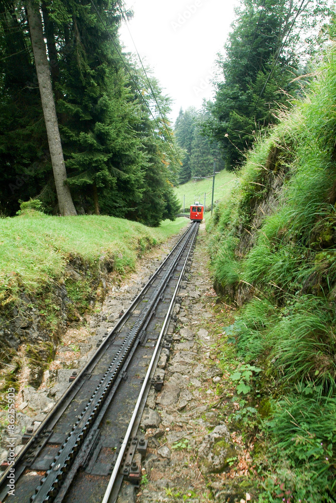 Fototapeta premium Pilatus train of Mount Pilatus on the Swiss alps