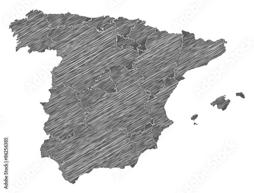 Scribble Landkarte Spanien