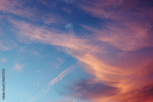 Sunset Cirrus Multicolored Clouds Background © Alex