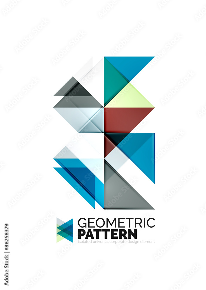 Geometric triangle mosaic pattern element isolated on white Geometric triangle mosaic pattern element isolated on white