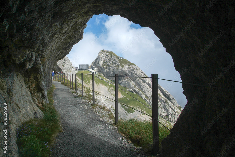Path near Pilatus Kulm station at the summit of Mount Pilatus