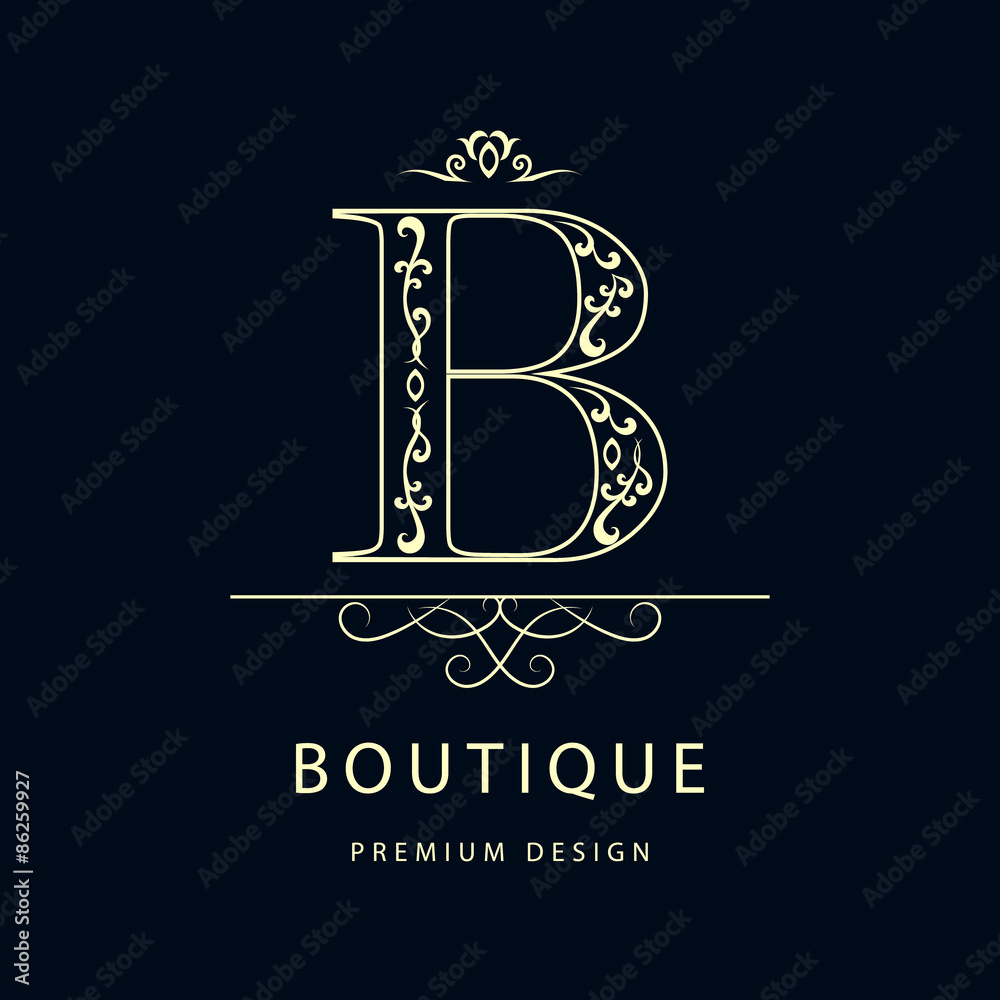 Monogram design elements, graceful template. Elegant line art logo ...