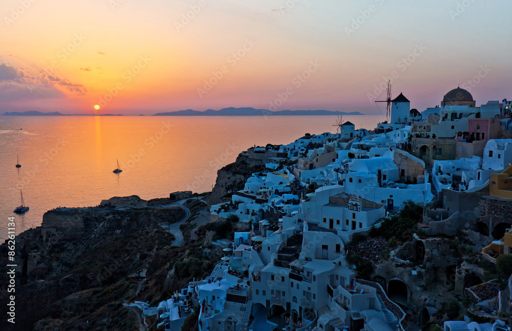 oia at sunset