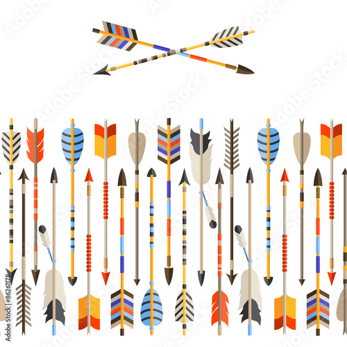 Ethnic seamless pattern with indian arrows in native style