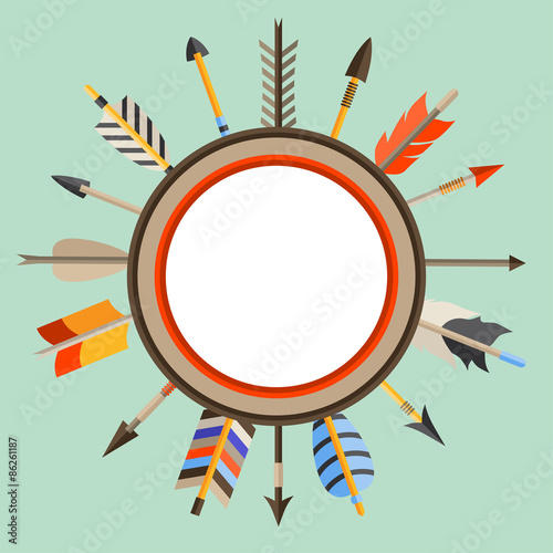 Ethnic background with indian arrows in native style