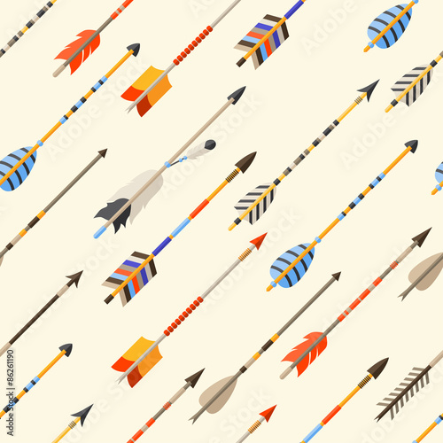 Ethnic seamless pattern with indian arrows in native style