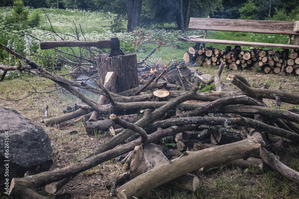 Wood preparation for campfire