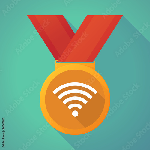 long shadow medal with a radio signal sign