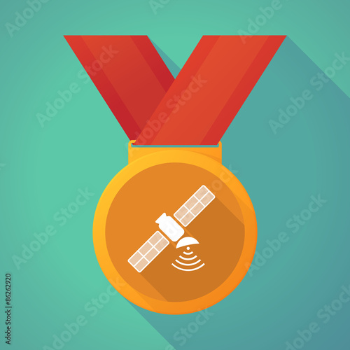 long shadow medal with a satellite