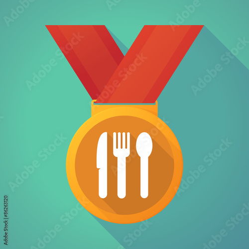 long shadow medal with cutlery