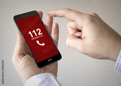  touchscreen smartphone with emergency call on the screen