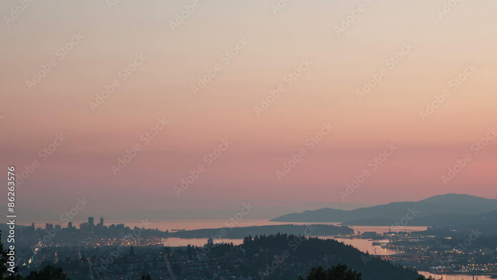 4K Time lapse zoom in Vancouver cityscape view at sunset 4K Time lapse zoom in Vancouver cityscape view at sunset
