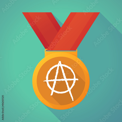 long shadow medal with an anarchy sign