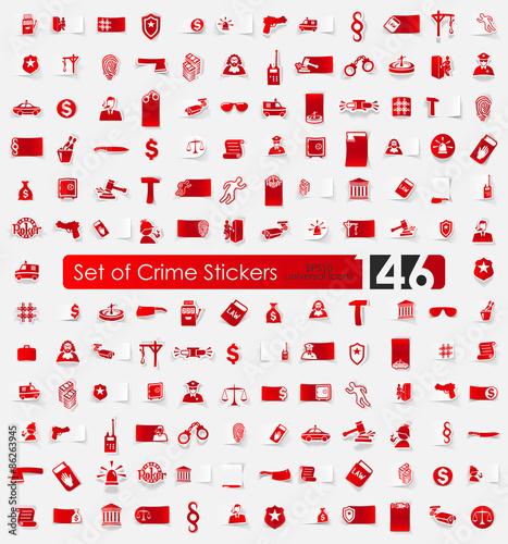 Set of crime stickers